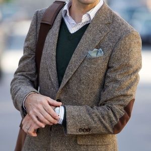 Stafford Collection Tweed Blazer w/ Elbow Patches